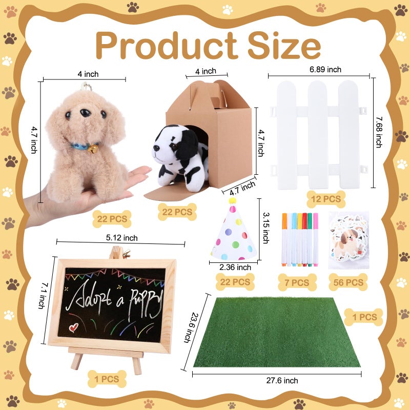 Zealor 88-PCS Adopt a Puppy Party Favor 22 Mini Plush Dog Stuffed Animal House Shaped Treat Gift Boxes with Birthday Hat for Operation Christmas Shoebox Gift Adopt a Pet Theme Birthday Party Supplies - Image 2