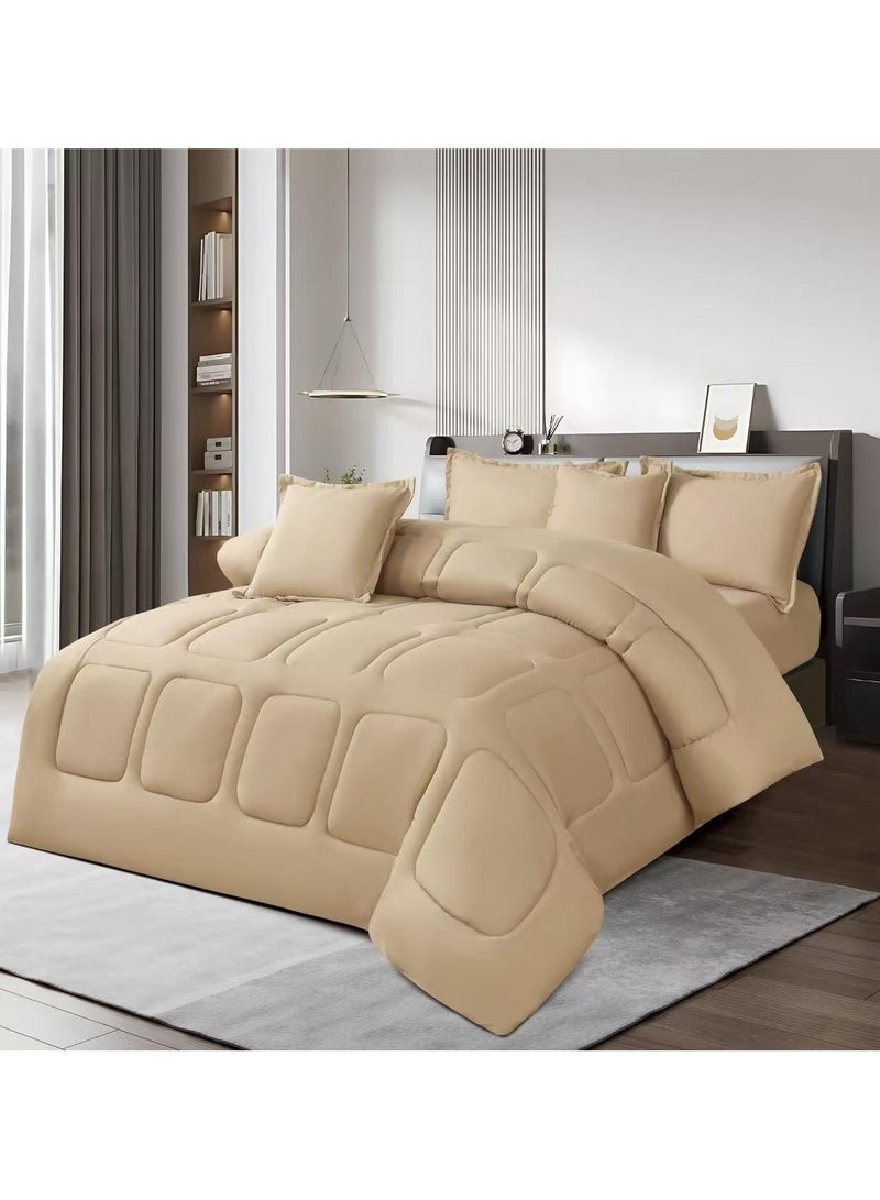 مينجلي طقم لحاف مزدوج مكون من 6 قطع ليضيف لك الجمال والاناقه لغرفتك مايكروفايبر لحاف مقاس 250x230 سم - Image 1