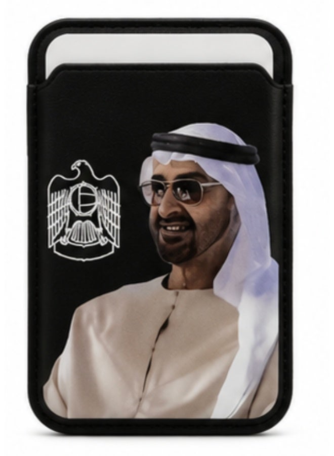 محفظة بطاقات مغناطيسية بتصميم إماراتي، حامل بطاقات للهاتف من جلد البولي يوريثان، حافظة بطاقات نحيفة تتسع لـ 3 بطاقات - Image 1