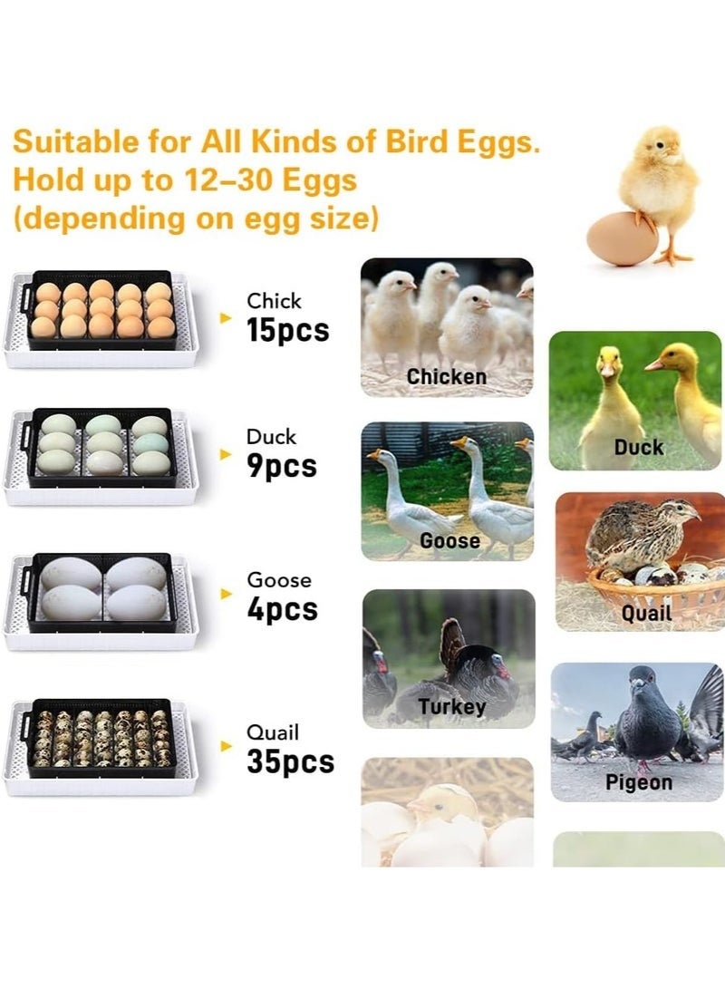 Arabest حاضنة بيض رقم 9-35 حاضنات بيض رقمية لتفريخ البيض مع محول أوتوماتيكي بالكامل، تحكم في الرطوبة، كشاف LED، حاضنة بيض صغيرة لتربية الدجاج، البط، الطيور - Image 2