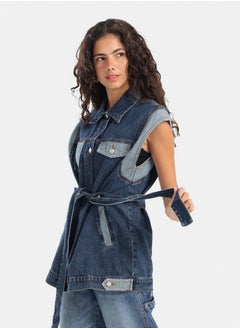 Carina Denim Vest With Belt  - Image 2