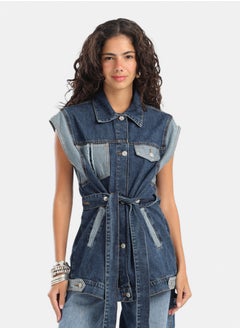Carina Denim Vest With Belt  - Image 1