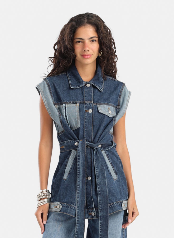 Carina Denim Vest With Belt  - Image 1