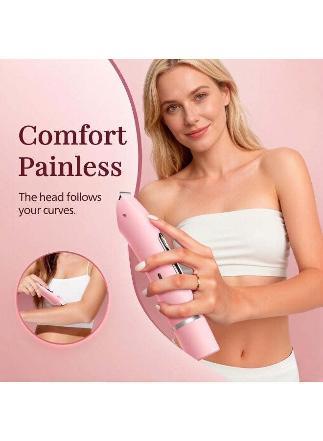 Zarra Traders 2026 NEW Bikini Trimmer & Facial Hair Remover for Women, Electric Razor,Dual Head IPX7 Waterproof Rechargeable Lady Shaver for Face, Upper Lip, Bikini Area & Body (Pink) - Image 2