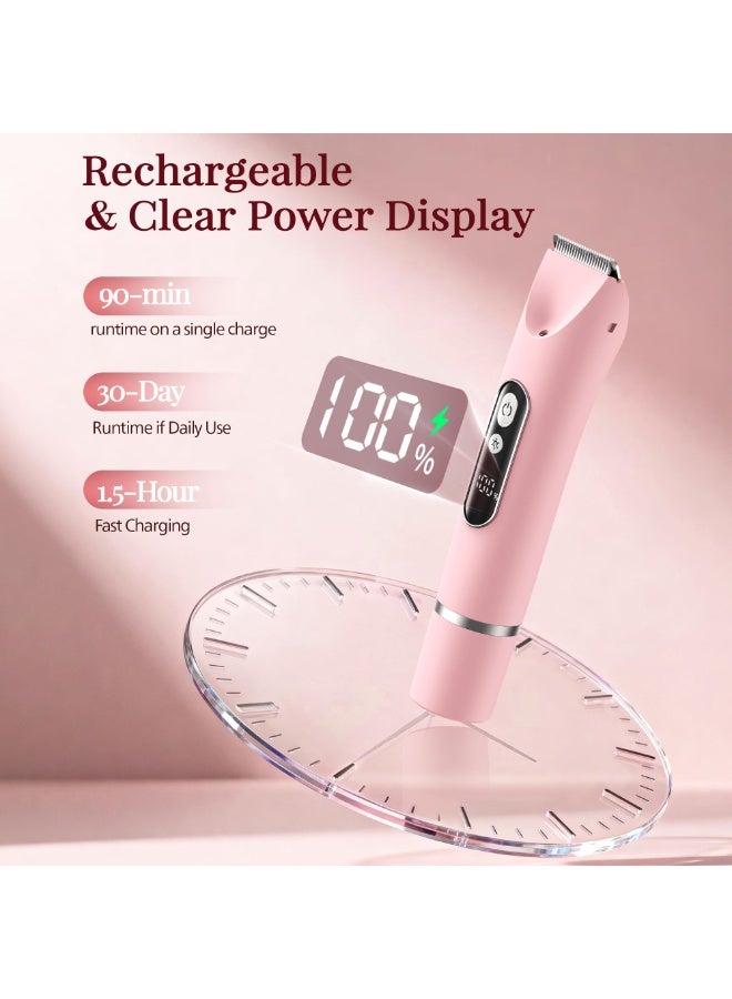 Zarra Traders 2026 NEW Bikini Trimmer & Facial Hair Remover for Women, Electric Razor,Dual Head IPX7 Waterproof Rechargeable Lady Shaver for Face, Upper Lip, Bikini Area & Body (Pink) - Image 5