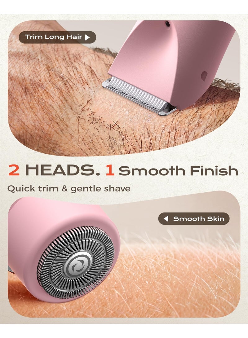 Zarra Traders 2026 NEW Bikini Trimmer & Facial Hair Remover for Women, Electric Razor,Dual Head IPX7 Waterproof Rechargeable Lady Shaver for Face, Upper Lip, Bikini Area & Body (Pink) - Image 4