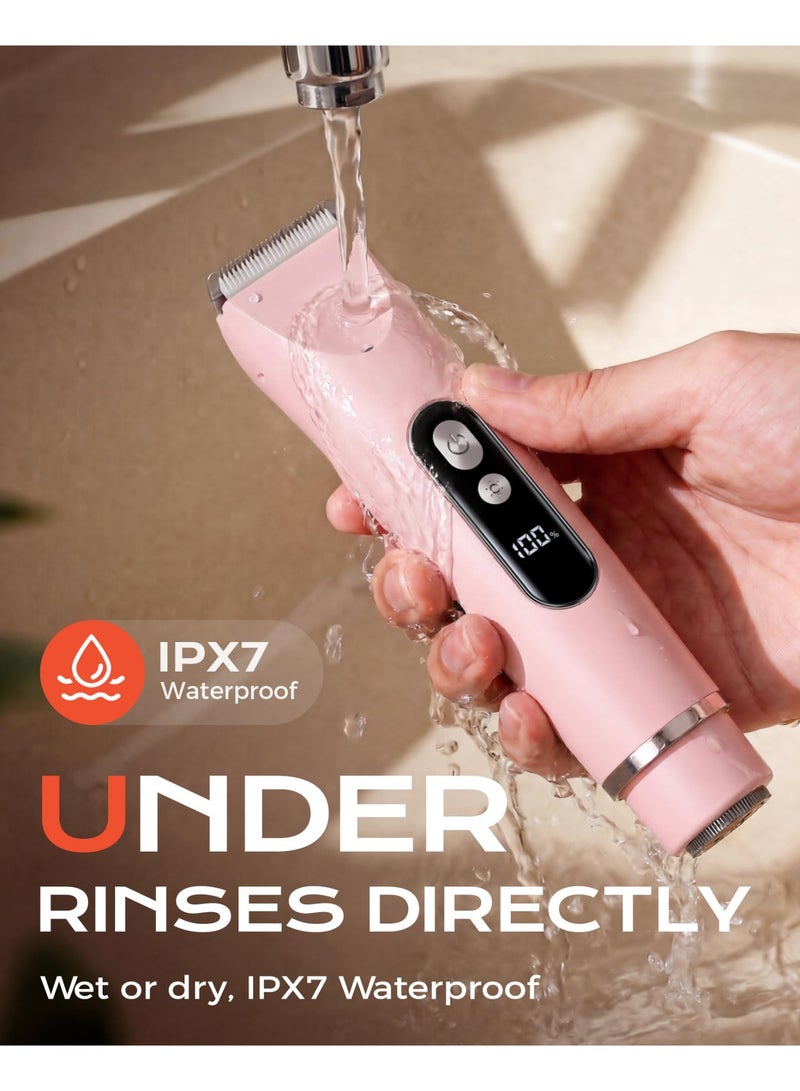 Zarra Traders 2026 NEW Bikini Trimmer & Facial Hair Remover for Women, Electric Razor,Dual Head IPX7 Waterproof Rechargeable Lady Shaver for Face, Upper Lip, Bikini Area & Body (Pink) - Image 5