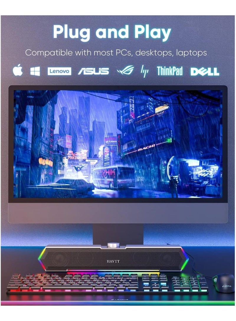 هافيت M19 مكبر صوت استريو خفيف يعمل باللمس مقاس 3.5 ملم/يعمل بمنفذ USB - Image 5