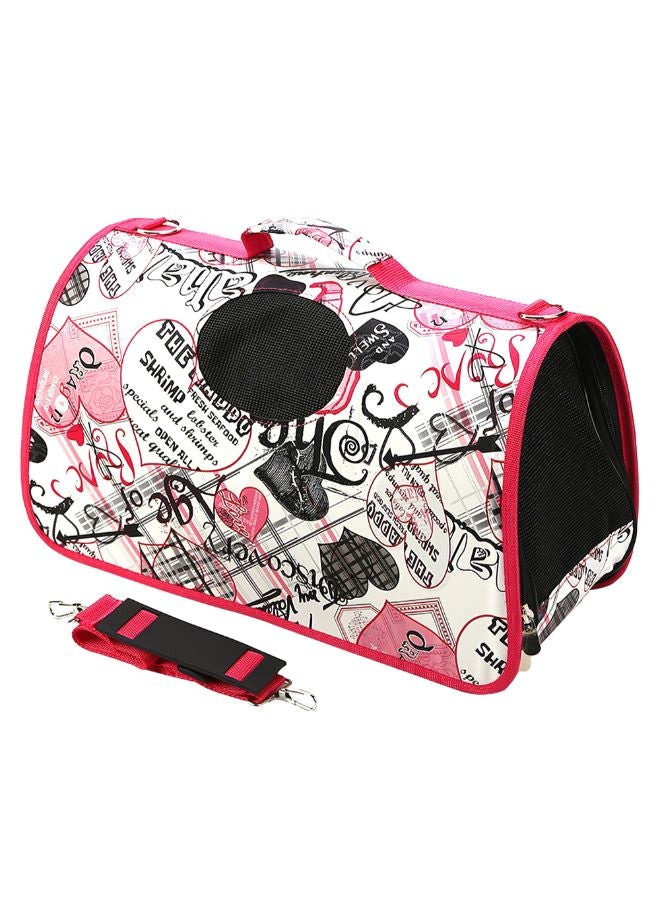 NIBEMINENT Pet Carrier Window Aslant Bag Pink/White/Black - Image 1