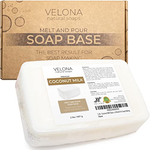 velona 2 LB - Coconut Milk Glycerin Soap Base SLS/SLES Free | Melt and Pour | Natural Bar for The Best Result for Soap Making - Image 1
