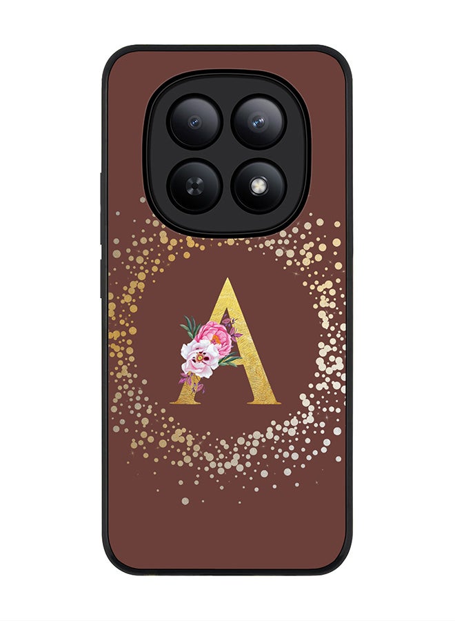 For Xiaomi Redmi Note 15 5G / Poco M8 Case,Slim fit Camera Protection, Shockproof Thin Phone cover  - Custom Monogram Floral - A  (Brown )