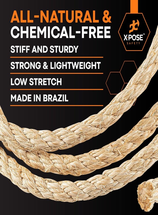 إكسبوز سايفتي حبل سيزال مجدول - 1/4 بوصة × 50 قدمًا - شديد التحمل، طبيعي بالكامل وخالٍ من المواد الكيميائية - إصلاح واستبدال أعمدة خدش القطط، أعمال يدوية، بستنة، ديكور منزلي - Image 5