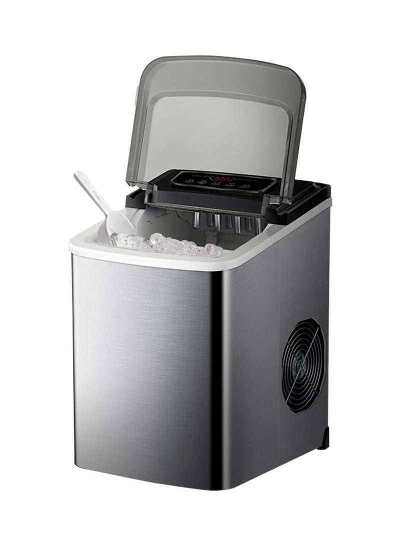 Stainless Steel Automatic Ice Maker Machine Portable Fast Ice Machine with 2.2 L Water Tank LED Smart Touch Screen Countdown Timer Auto Clean Selectable Ice Sizes Low Noise Energy Saving - Image 1