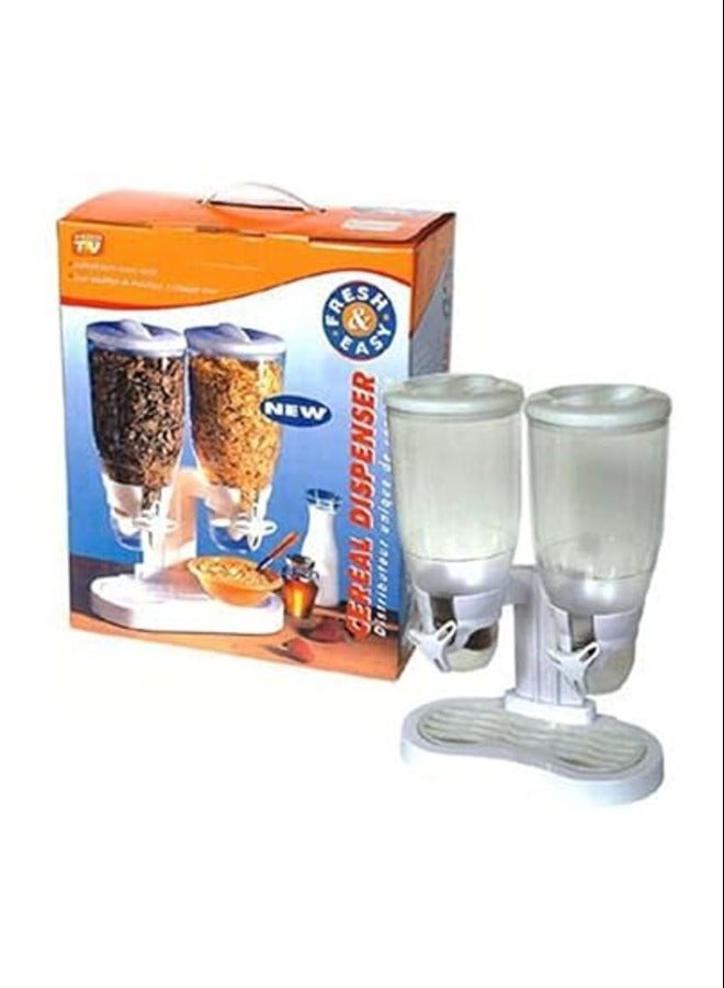 Double-Container Dry-Food Dispenser, Sliding Trays, White  - Image 1