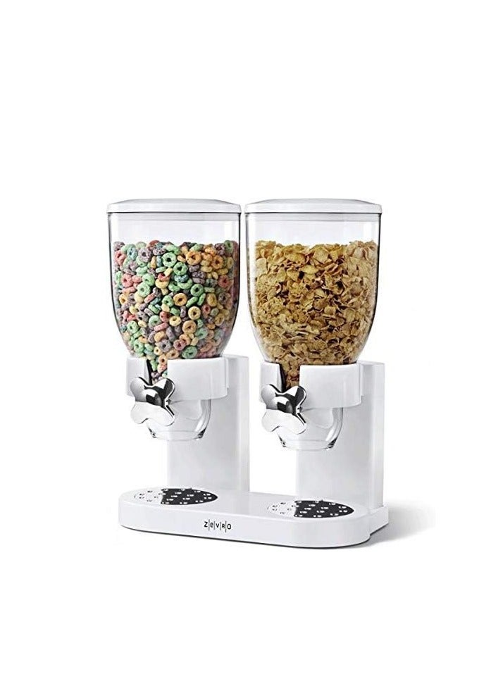 Double-Container Dry-Food Dispenser, Sliding Trays, White  - Image 2