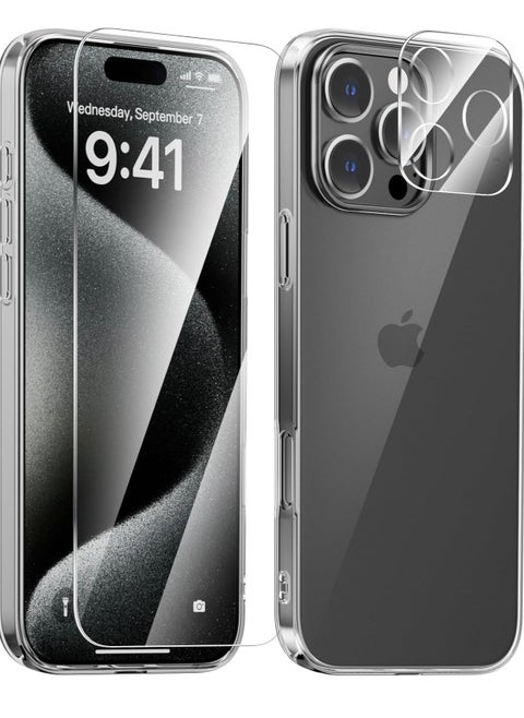 Ultra-Thin Clear Case for iPhone 16 Pro Max â Not Yellowing with Camera Lens and Screen Protectors