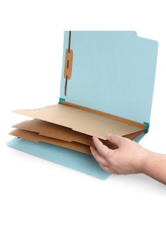 Blue Summit Supplies Light Blue Classification Folders 3 Dividers Letter Size With 2 Inch Tyvek Expansions 8 Section 10 Pack  - Image 2
