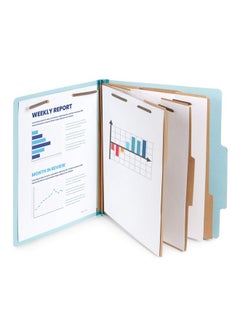 Blue Summit Supplies Light Blue Classification Folders 3 Dividers Letter Size With 2 Inch Tyvek Expansions 8 Section 10 Pack  - Image 3