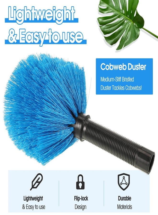 Yinkin 9 Pieces Twist on Cobweb Duster Bulk for Cleaning Company Cleaning Spider Web Remover Brush Cobweb Duster Head Attachment Fits Standard Threaded Poles, No Pole, Medium Stiff Bristles, Blue - Image 3