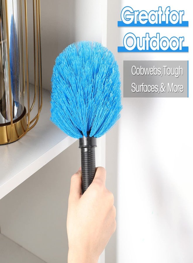 Yinkin 9 Pieces Twist on Cobweb Duster Bulk for Cleaning Company Cleaning Spider Web Remover Brush Cobweb Duster Head Attachment Fits Standard Threaded Poles, No Pole, Medium Stiff Bristles, Blue - Image 4