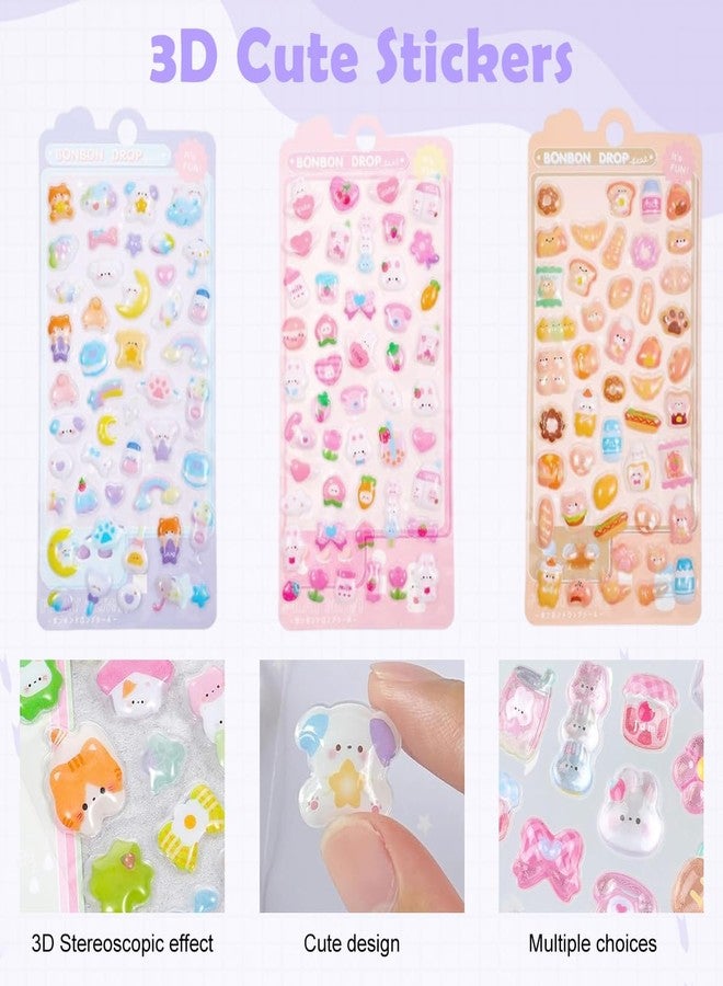 PATPAT® 6 Sheet Cartoon Phone Sticker 3D Colored Clear Resin Puffy Cute Stickers Ornament DIY Journaling Stickers Decorative Clear DIY Ornament Decals for Notebook, Laptop Cover - Image 3