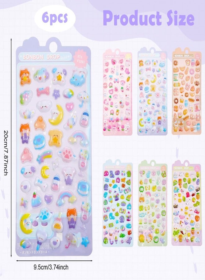 PATPAT® 6 Sheet Cartoon Phone Sticker 3D Colored Clear Resin Puffy Cute Stickers Ornament DIY Journaling Stickers Decorative Clear DIY Ornament Decals for Notebook, Laptop Cover - Image 2