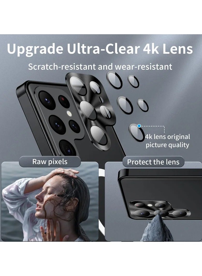 كولور فانس غطاء هاتف ماتي مضاد للخدش لسامسونج جالاكسي S24 ألترا بظهر TPU وحافة معدنية بطلاء كهربائي مع حماية مدمجة للعدسة - أسود - Image 4