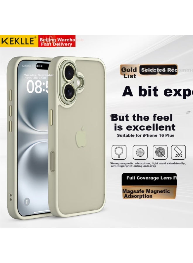 Keklle Iphone 16 Plus Case, Apple 16 Plus Protective Cover, Frosted Anti-drop Anti-fingerprint Lens Full Protection Soft Edge Case, Titanium Gray - Image 1