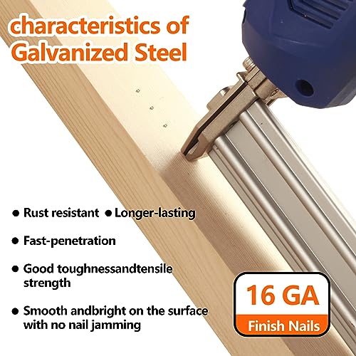 SITLDY Straight Finish Nails, 16 Gauge, 1200-Pack (1-1/2", 1-3/4", 2", 2-1/2", 300 Per Size), Galvanized, Assorted Size Project Pack - Image 5