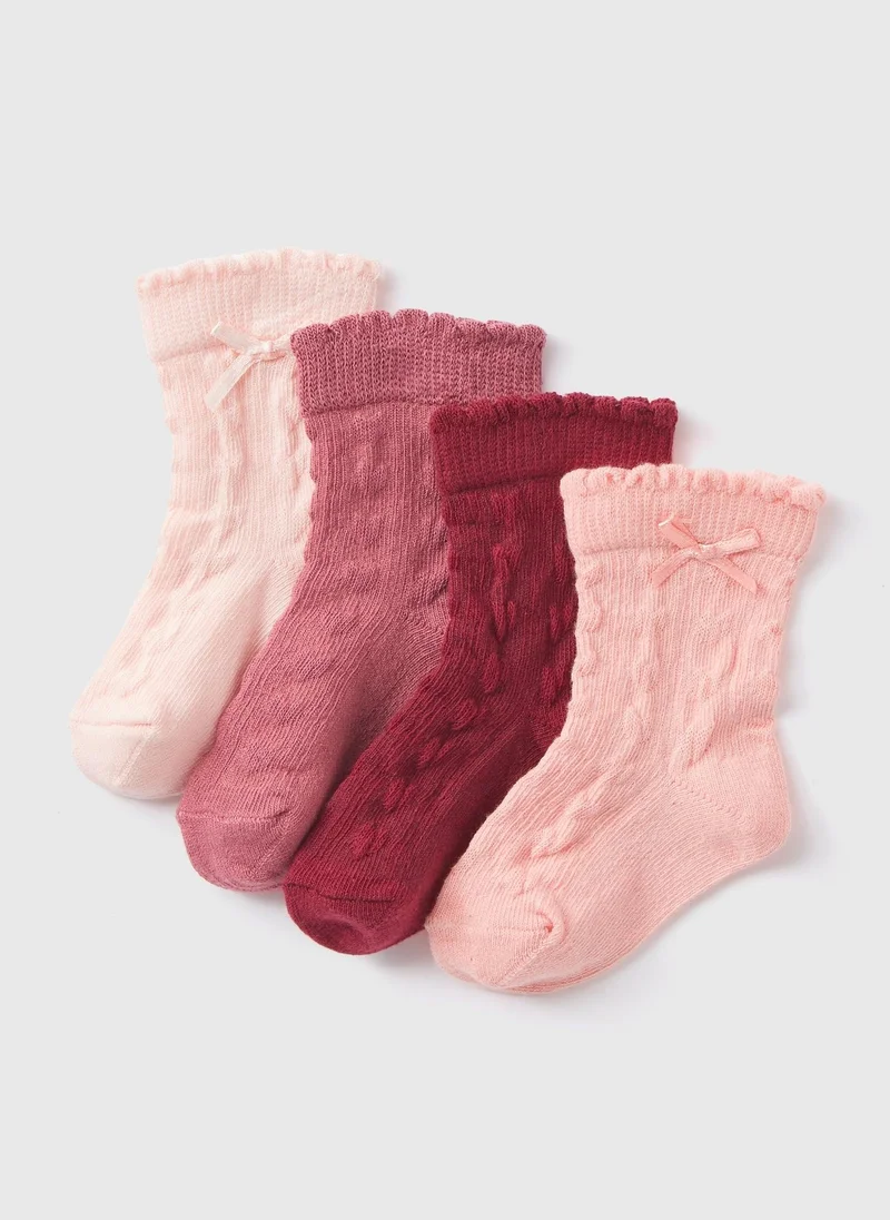 Matalan 4 Pack Baby Pink Pointelle Socks
