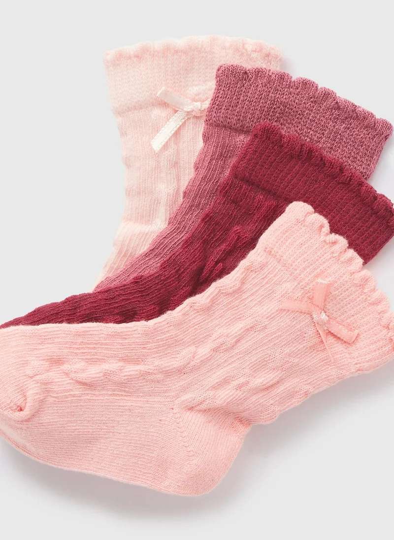 Matalan 4 Pack Baby Pink Pointelle Socks