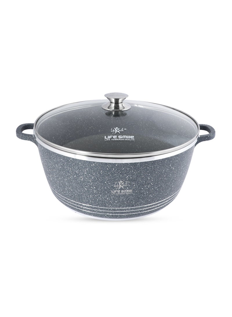 Life Smile 36cm Cooking Pot - Life Smile 13L Non stick Cookware ,Multi Layer Non Stick Granite Coating 100% PFOA Free Casseroles - Aluminum Soup Pot With Glass Lid- Fixed  Handles with Stainless steel Rim - Oven Safe Stock Pot  - Image 1
