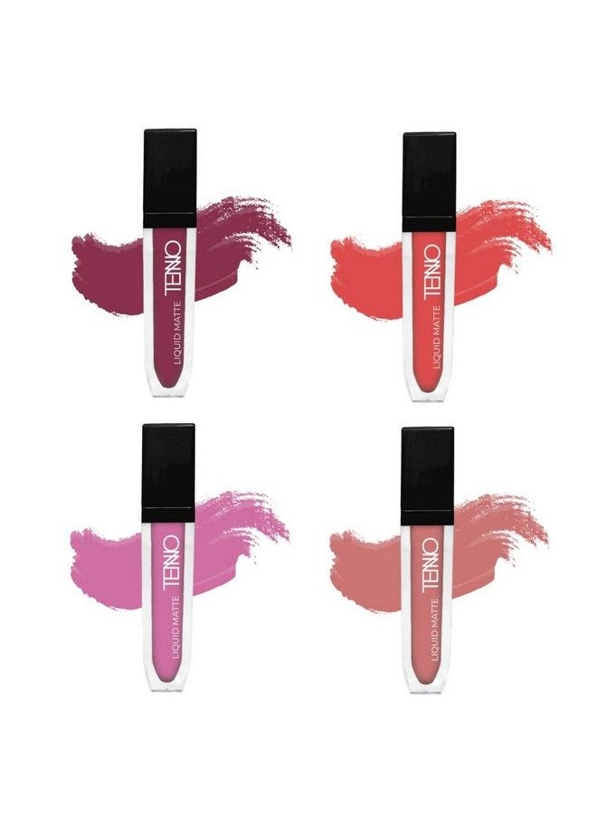 Tenno - Mini Ice Candy Non Trasfer Liquid Lipstick Matte Finish 16 Hrs Stay Multicolor 16Ml (Pack Of 4) (Lsc1) - Image 1
