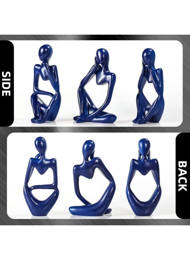 تمثال المفكر الأزرق، منحوتات تجريدية لديكور المنزل، تماثيل راتنجية عصرية، زخارف زرقاء لرفوف الكتب، طاولات القهوة، الأرفف، سطح المكتب، ديكور المكاتب، تماثيل فنية قابلة للتحصيل - Image 2
