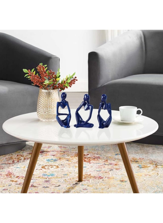 تمثال المفكر الأزرق، منحوتات تجريدية لديكور المنزل، تماثيل راتنجية عصرية، زخارف زرقاء لرفوف الكتب، طاولات القهوة، الأرفف، سطح المكتب، ديكور المكاتب، تماثيل فنية قابلة للتحصيل - Image 4