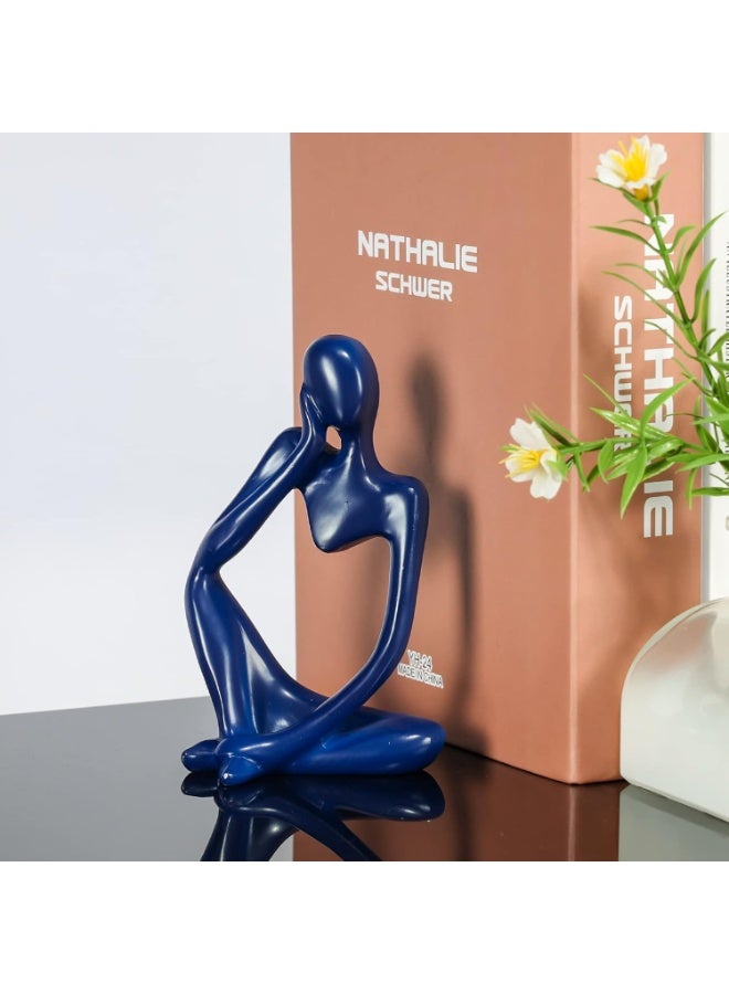 تمثال المفكر الأزرق، منحوتات تجريدية لديكور المنزل، تماثيل راتنجية عصرية، زخارف زرقاء لرفوف الكتب، طاولات القهوة، الأرفف، سطح المكتب، ديكور المكاتب، تماثيل فنية قابلة للتحصيل - Image 5