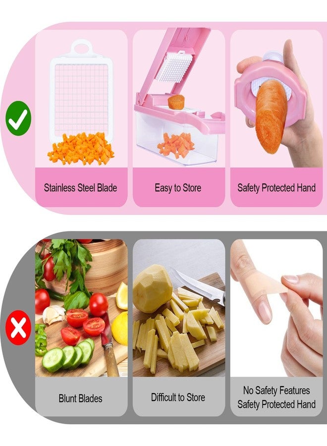 FALF Vegetables Chopper-onions Chopper, Food Chopper,Salad Chopper, Fruits Chopper,potato slicer, vegetables Slicer & Veggie Chopper (Pink) - Image 4