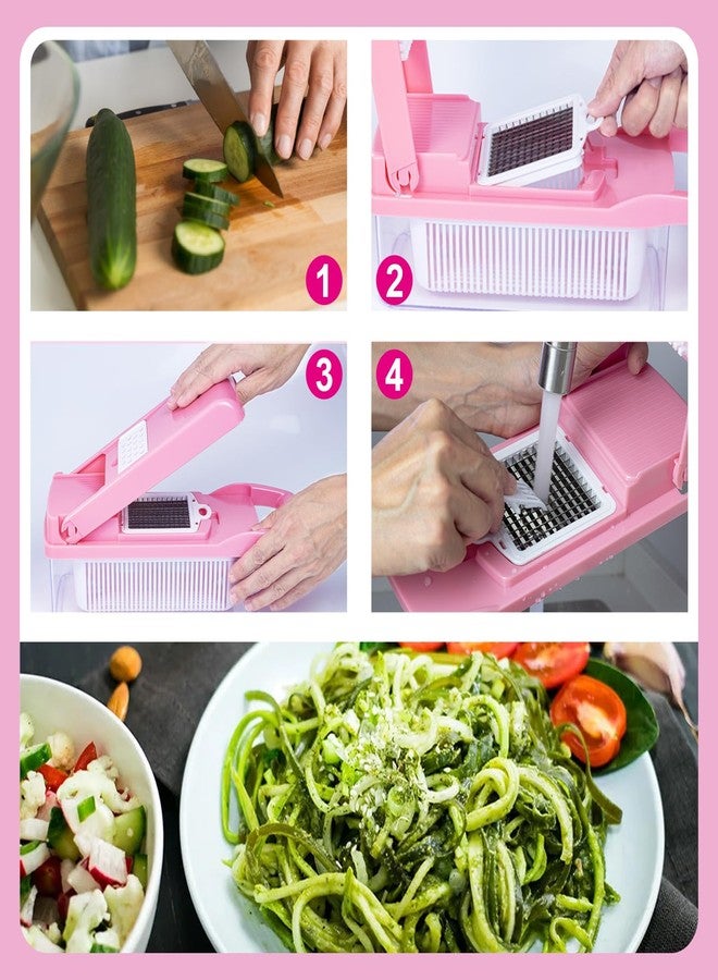 FALF Vegetables Chopper-onions Chopper, Food Chopper,Salad Chopper, Fruits Chopper,potato slicer, vegetables Slicer & Veggie Chopper (Pink) - Image 3