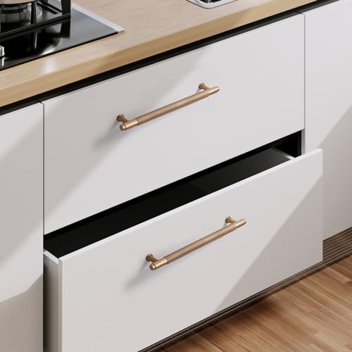 9BUILD 10 Pack Knurled Cabinet Pulls 3 Inch Champagne Bronze Kitchen Cabinet Handles Cabinet Hardware Kitchen Handles for Cabinets Dresser Pulls T Bar Drawer Handle - Image 2