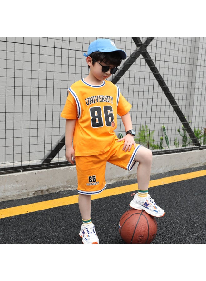 Children's Basketball Set For Older Kids, Summer Uni Training Sports Wear, Trendy Basketball Jersey For Boys
