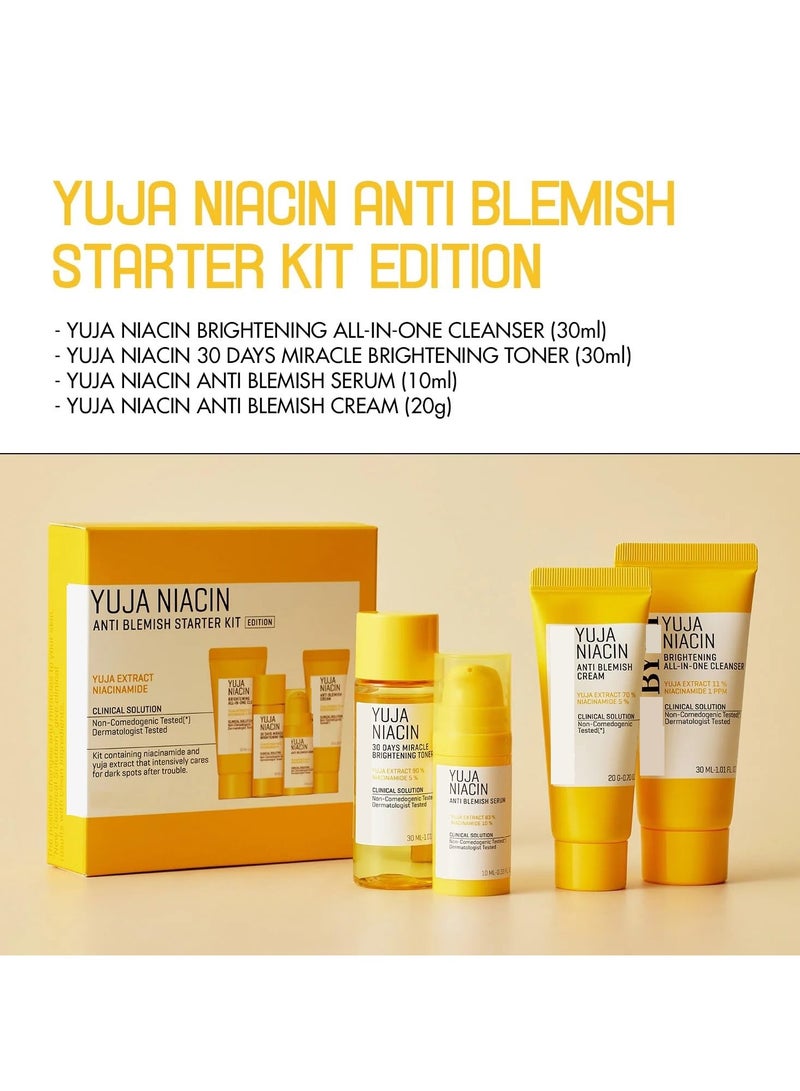 YUJA NIACIN Yuja Niacin Anti Blemish Starter Kit | Includes Cleanser (30ml), Toner (30ml), Anti Blemish Serum( 10ml), and Anti Blemish Cream (20g)  - Image 1