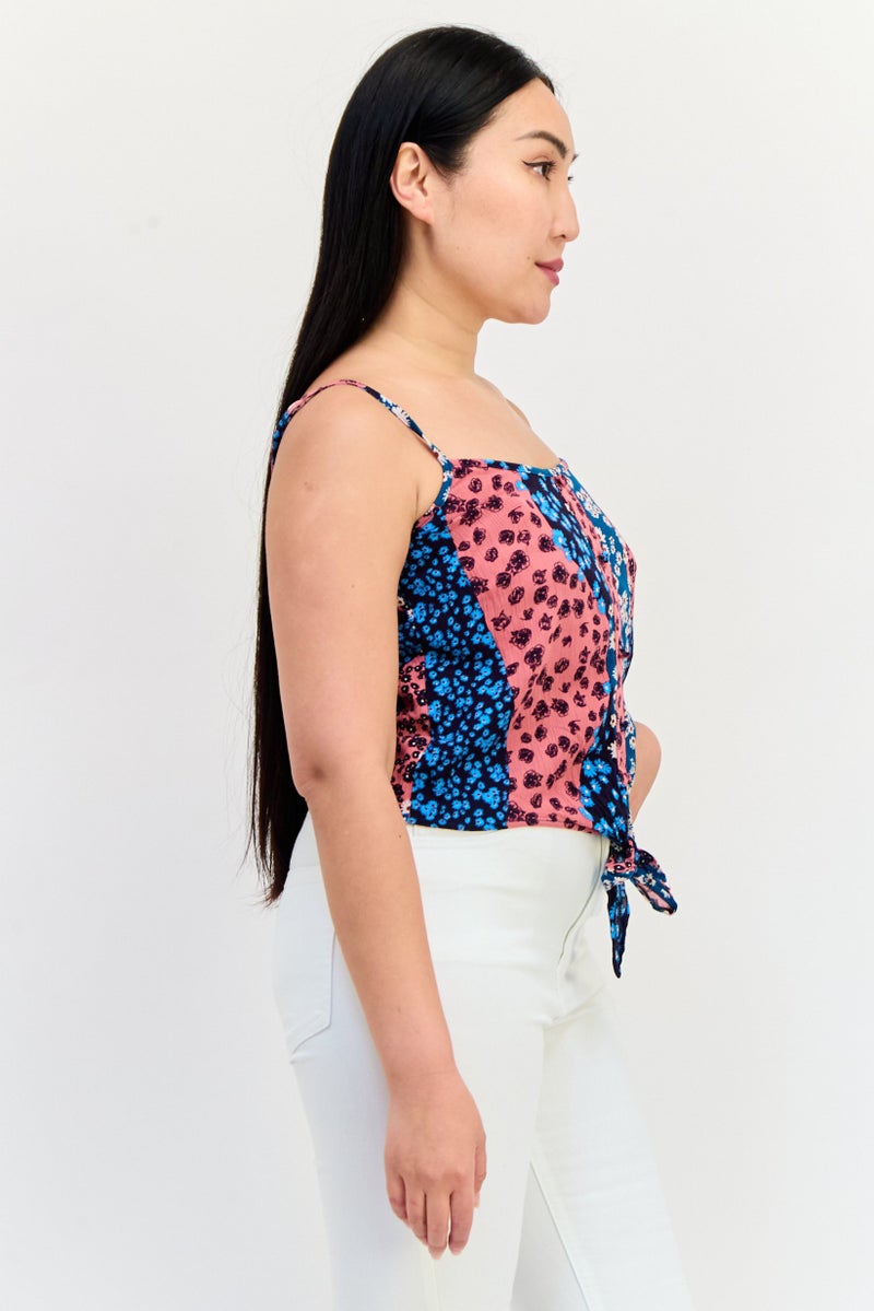 ONLY Women Crew Neck Sleeveless Allover Print Tank Top, Multicolor - Image 2