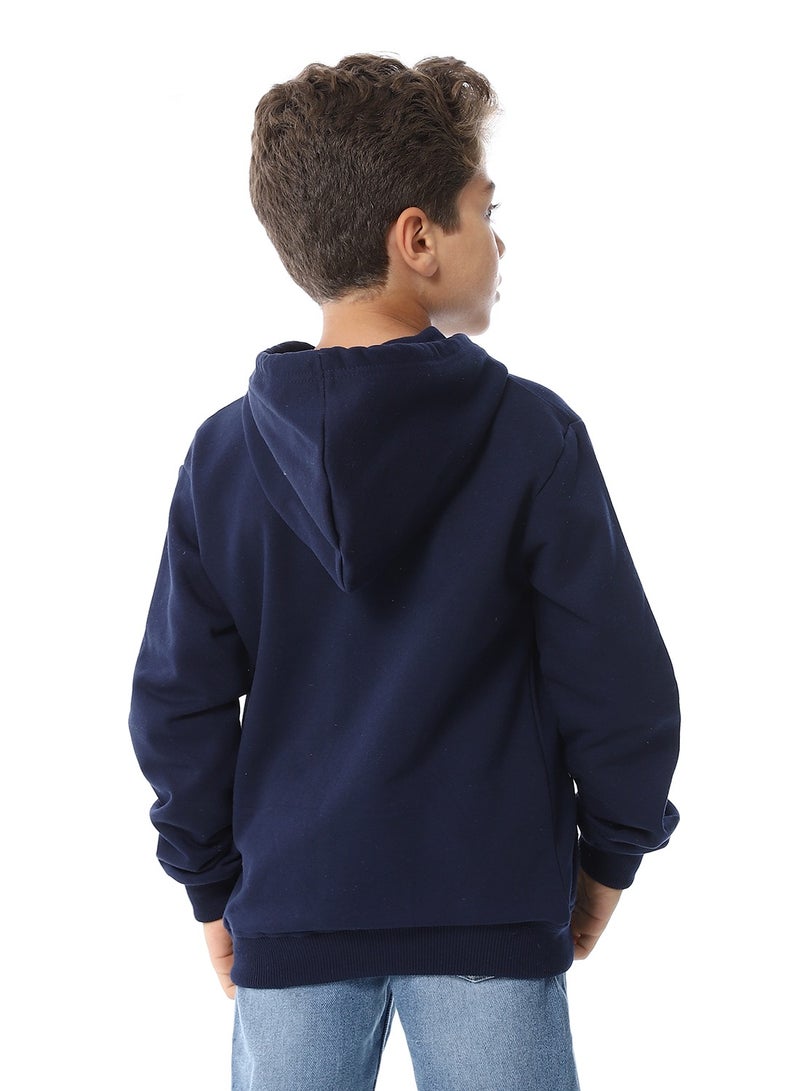 Andora Navy Blue Zipper Closure Fleeced Boys Sweatshirt_Navy Blue - Image 3