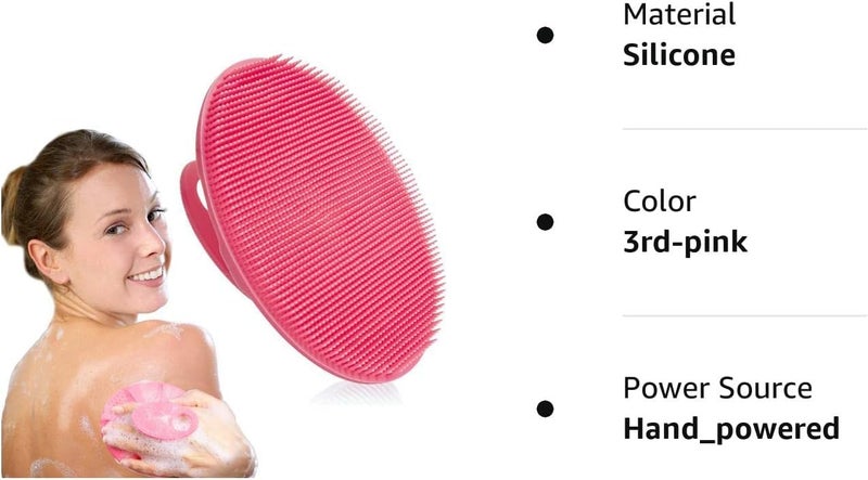 Cuzenal Soft Silicone Body Brush Scrubber Shower Brush Handheld Cleansing Skin Brush, Gentle Exfoliating and Lather Well 1 Pcs Food-Grade (Pink) - Image 4