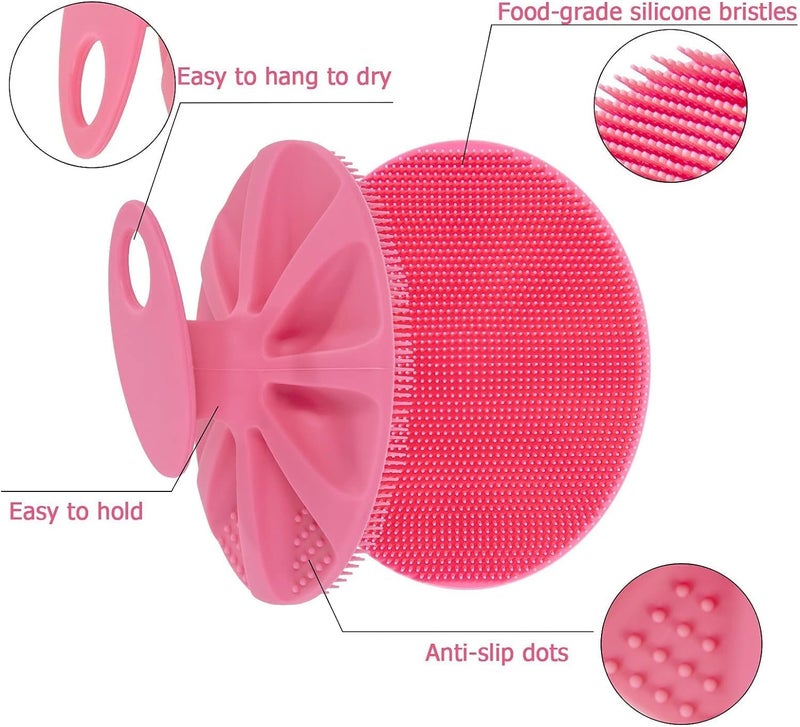 Cuzenal Soft Silicone Body Brush Scrubber Shower Brush Handheld Cleansing Skin Brush, Gentle Exfoliating and Lather Well 1 Pcs Food-Grade (Pink) - Image 5