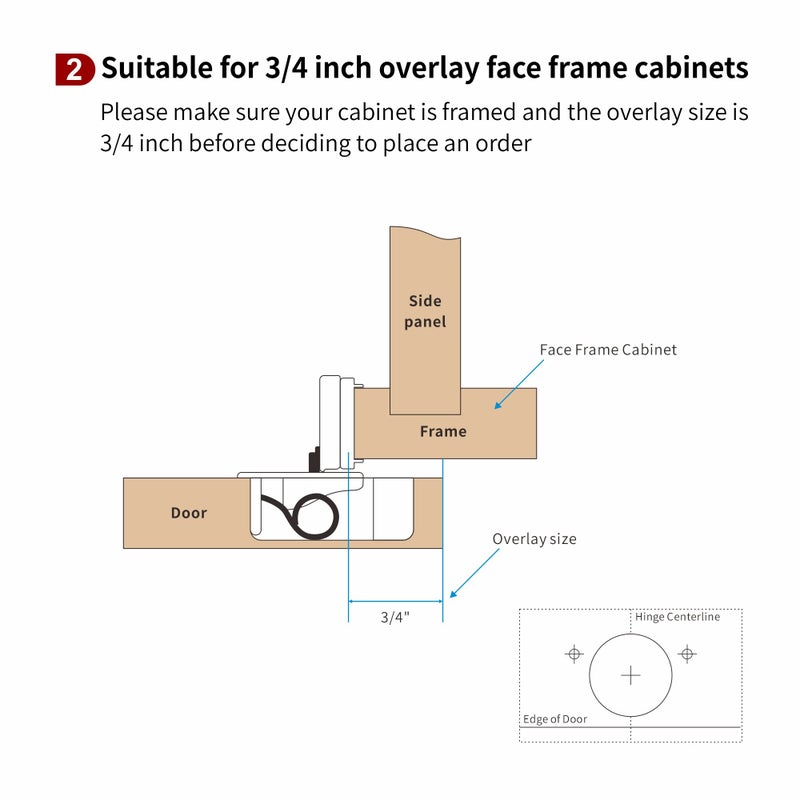 Stianc 10 Pack 3/4"" Overlay 2D Soft Close Hinges For Face Frame Kitchen Cabinet  3 Way Adjustability  Quiet Self-Shut Door 105 Degree - Image 3