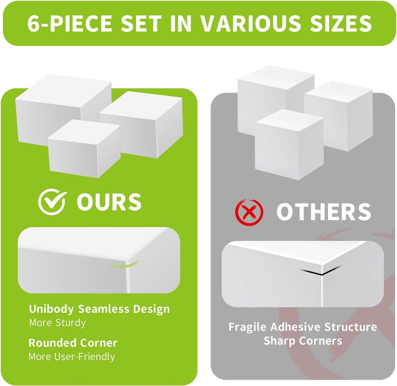 piopiocoing 6 Pcs Various Size（5''-6''-7''-8''-9''-10'') Buffet Risers，Food Risers for Buffet Table，White Acrylic Display Risers Shelf for Catering, Party, Jewelry & Collectibles, Acrylic white boxes for food display with Hollow Bottoms - Image 5