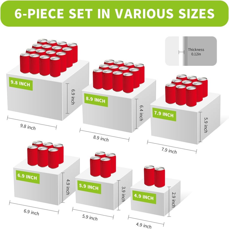 piopiocoing 6 Pcs Various Size（5''-6''-7''-8''-9''-10'') Buffet Risers，Food Risers for Buffet Table，White Acrylic Display Risers Shelf for Catering, Party, Jewelry & Collectibles, Acrylic white boxes for food display with Hollow Bottoms - Image 2