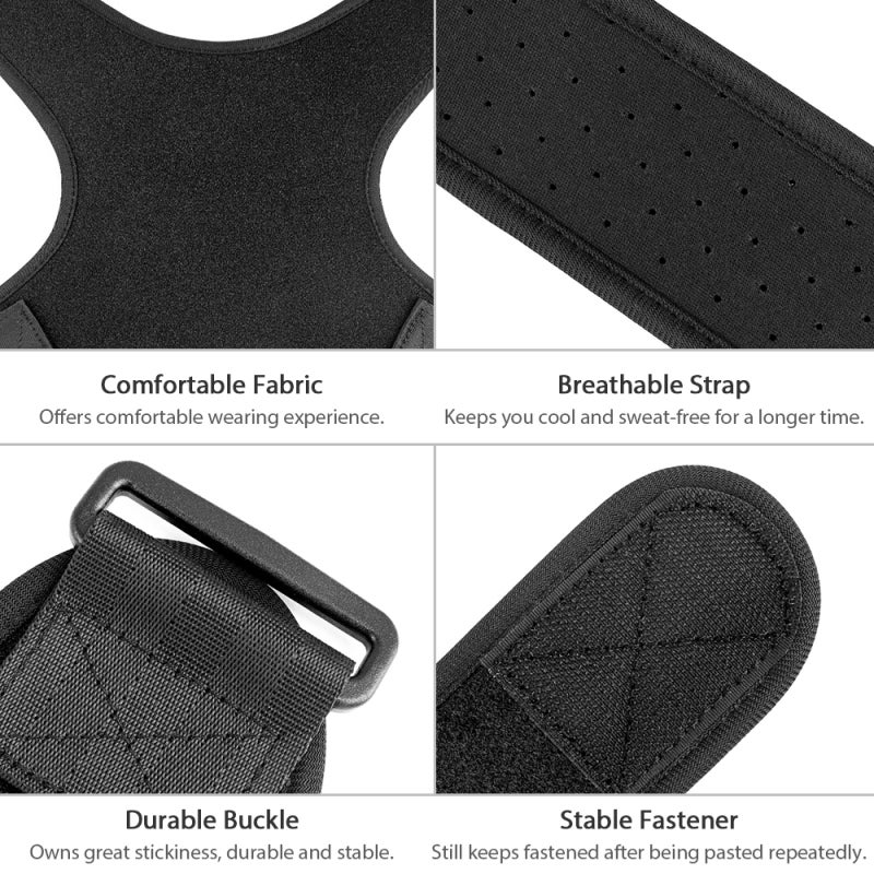 Posture Corrector: Black Adjustable Fit Breathable Fabric - Durable Spine Alignment for Unisex Back Neck Shoulder Pain Relief, Home Office Daily Use - Image 3