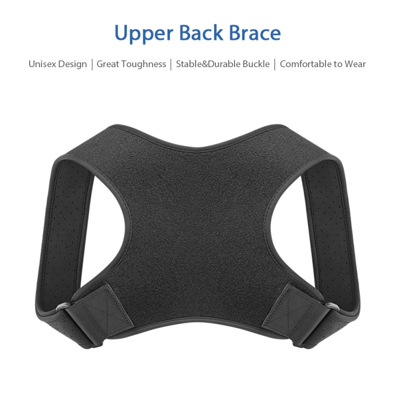 Posture Corrector: Black Adjustable Fit Breathable Fabric - Durable Spine Alignment for Unisex Back Neck Shoulder Pain Relief, Home Office Daily Use - Image 2